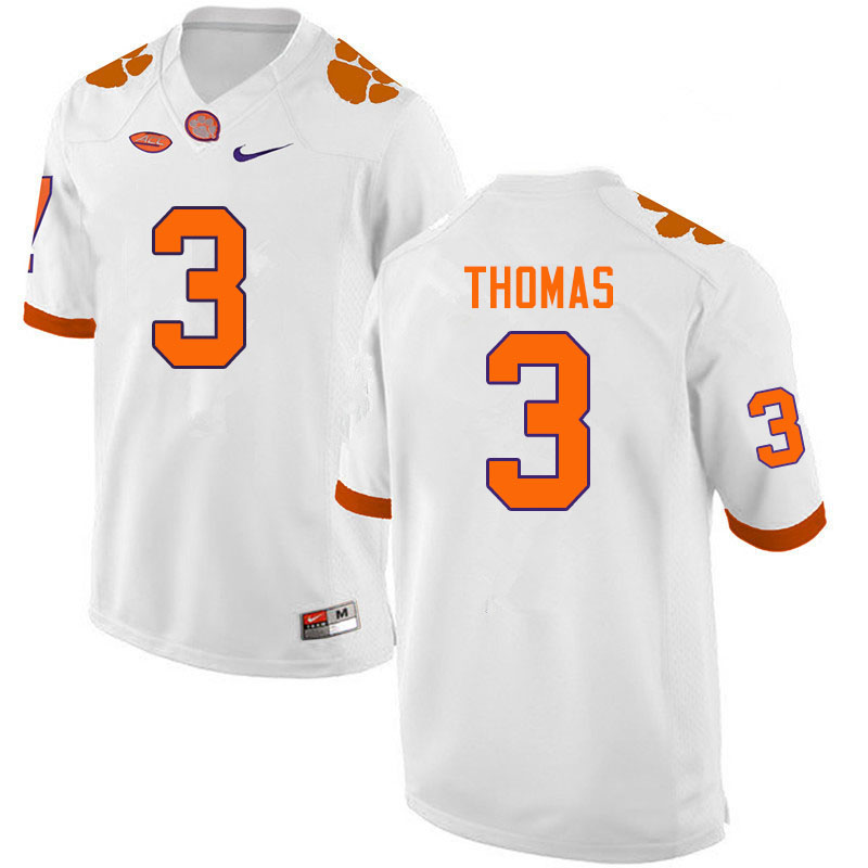 Men #3 Xavier Thomas Clemson Tigers College Football Jerseys Sale-White